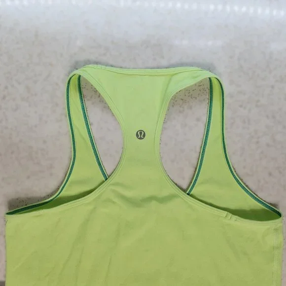 Yellow Green Neon Racerback Excercise Tank Top - Picture 4 of 5